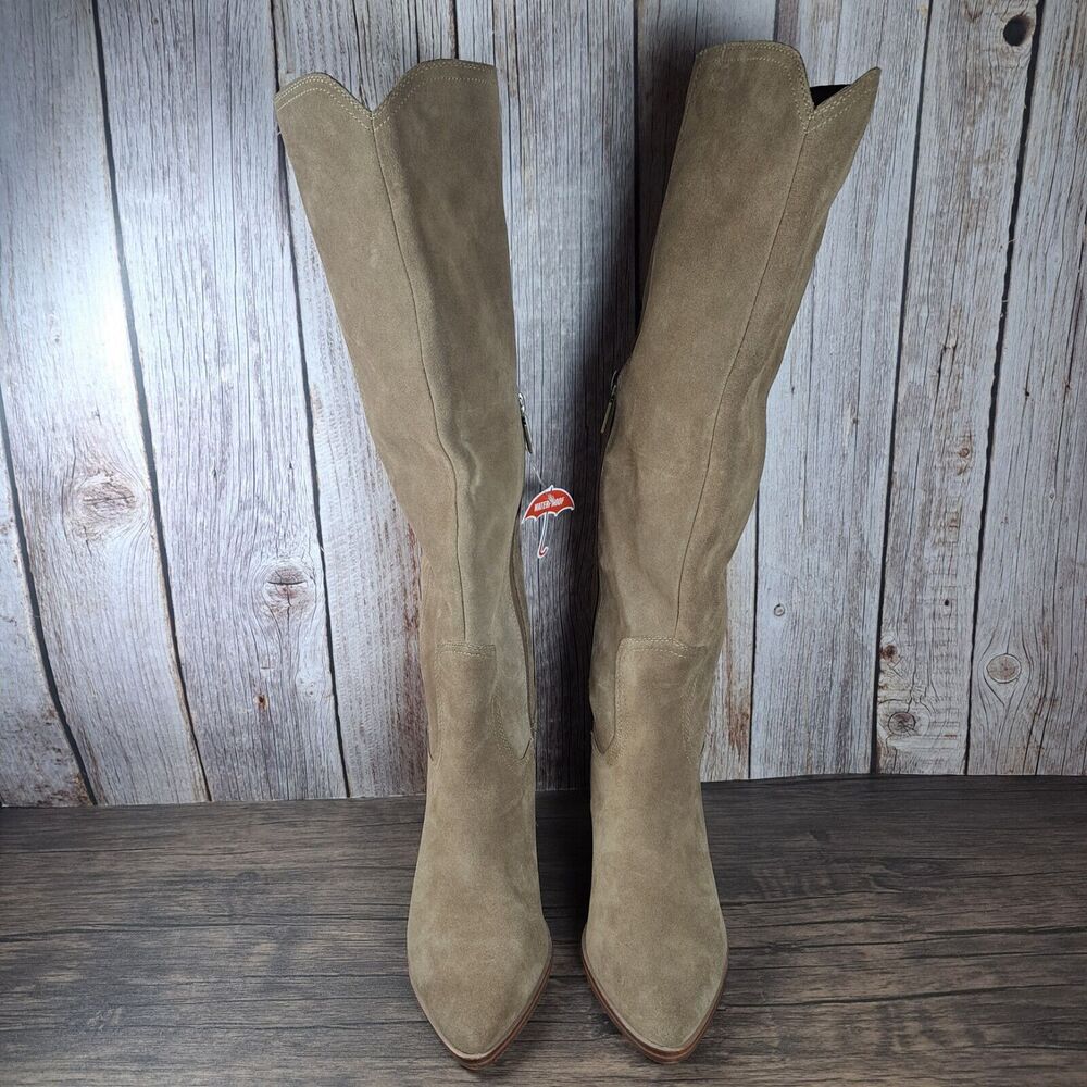 Blondo Wrangle Waterproof Wester Knee High Boot Women's Sz 7.5 Taupe Suede (NWT) - Picture 2 of 9